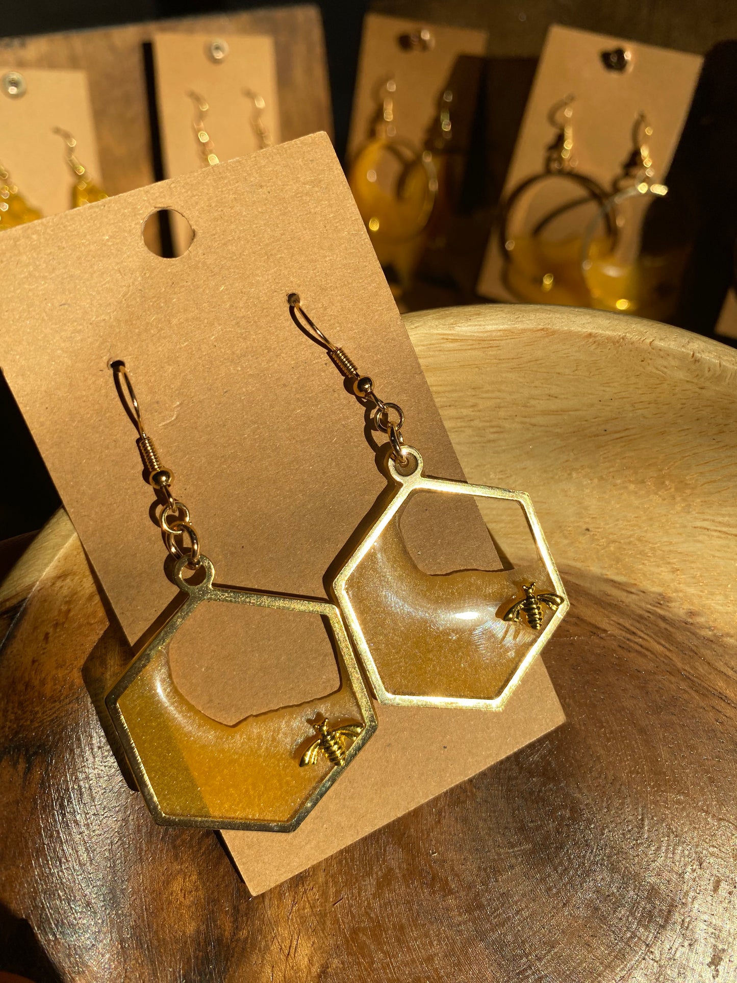 Hexagon Honey Earrings