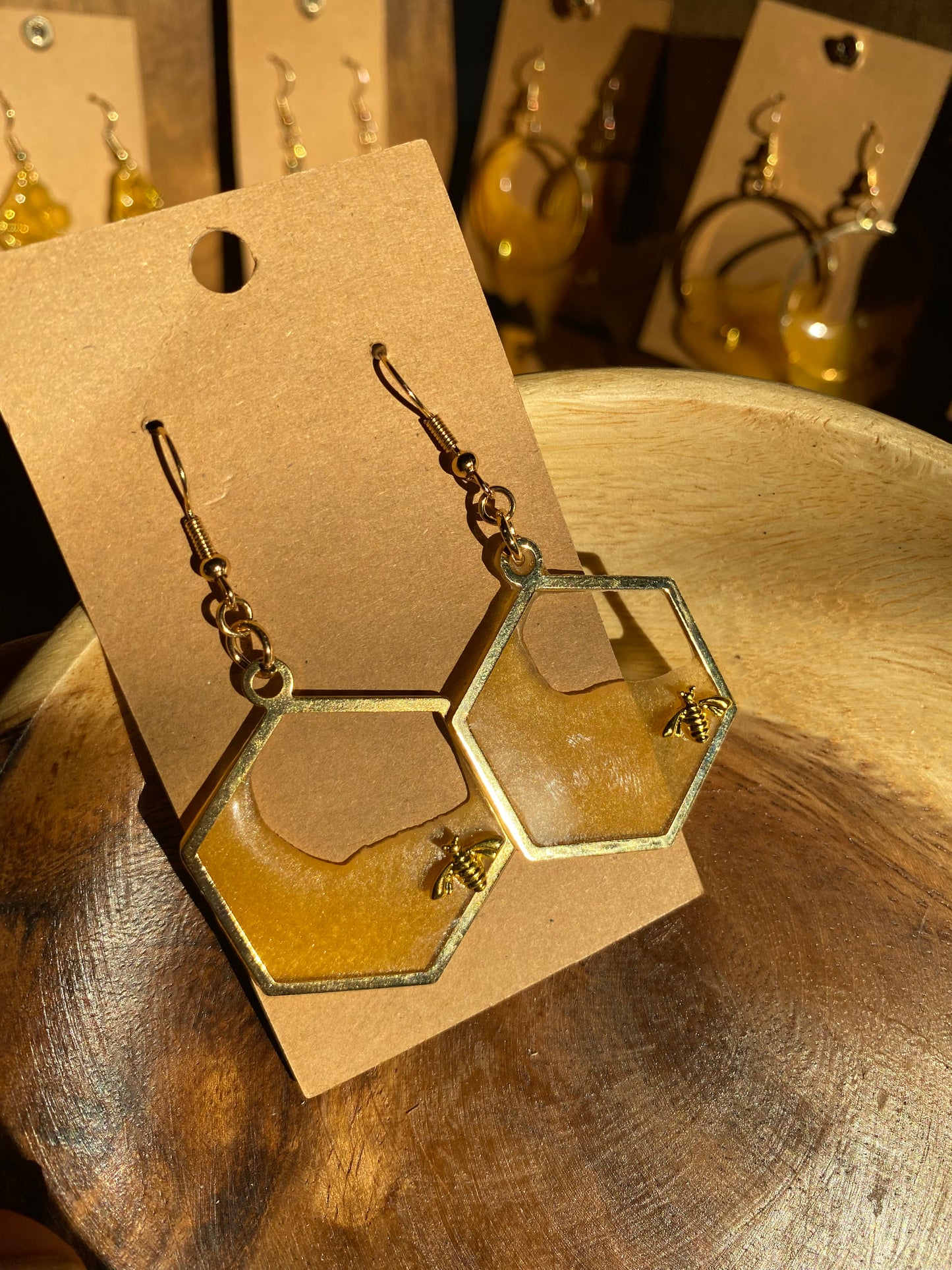 Hexagon Honey Earrings